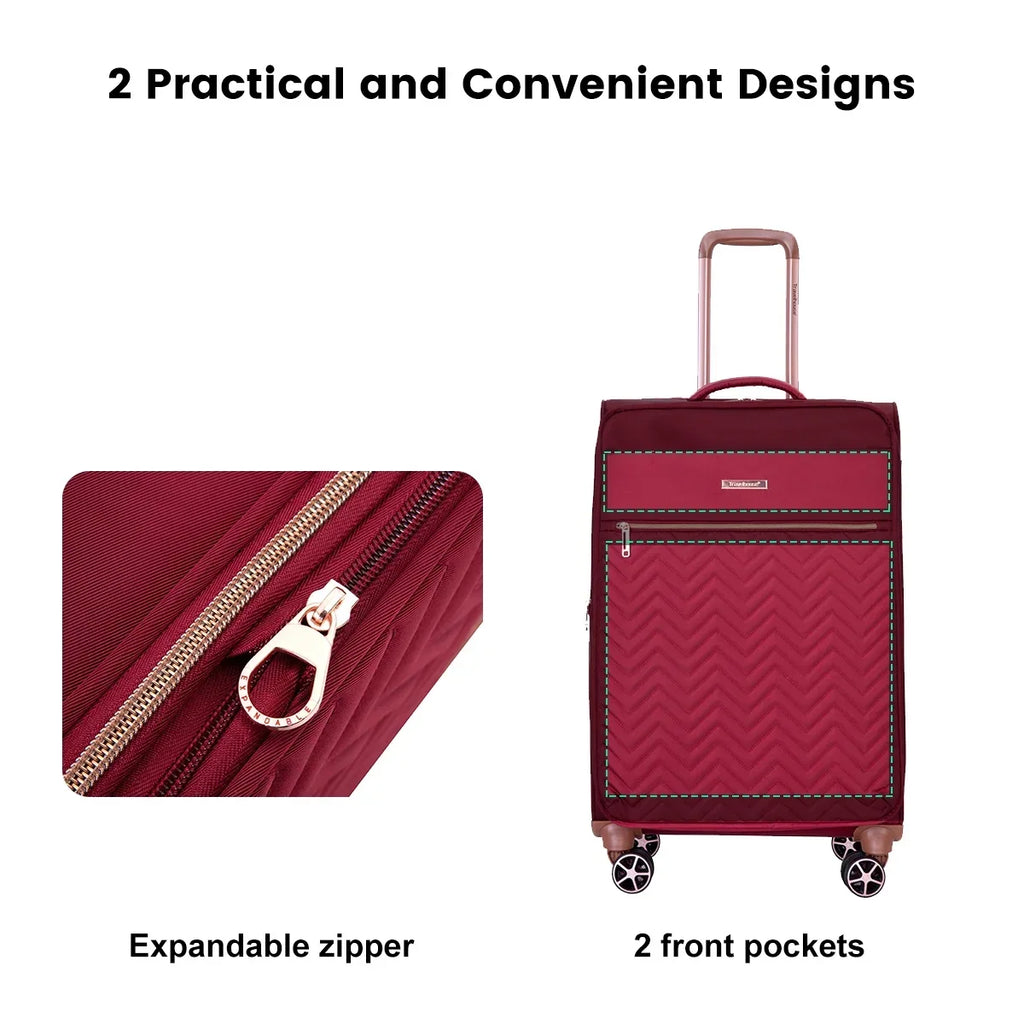 2026 NewTravelhouse 4 Piece Luggage Set Softside Expandable Lightweight Suitcase with Double Spinner Wheels.(Black)