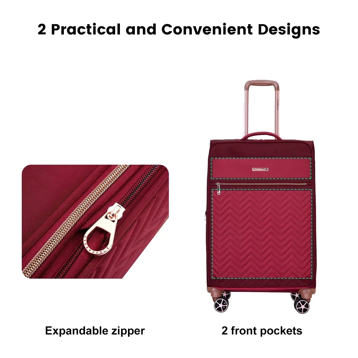 2026 NewTravelhouse 4 Piece Luggage Set Softside Expandable Lightweight Suitcase with Double Spinner Wheels.(Black)