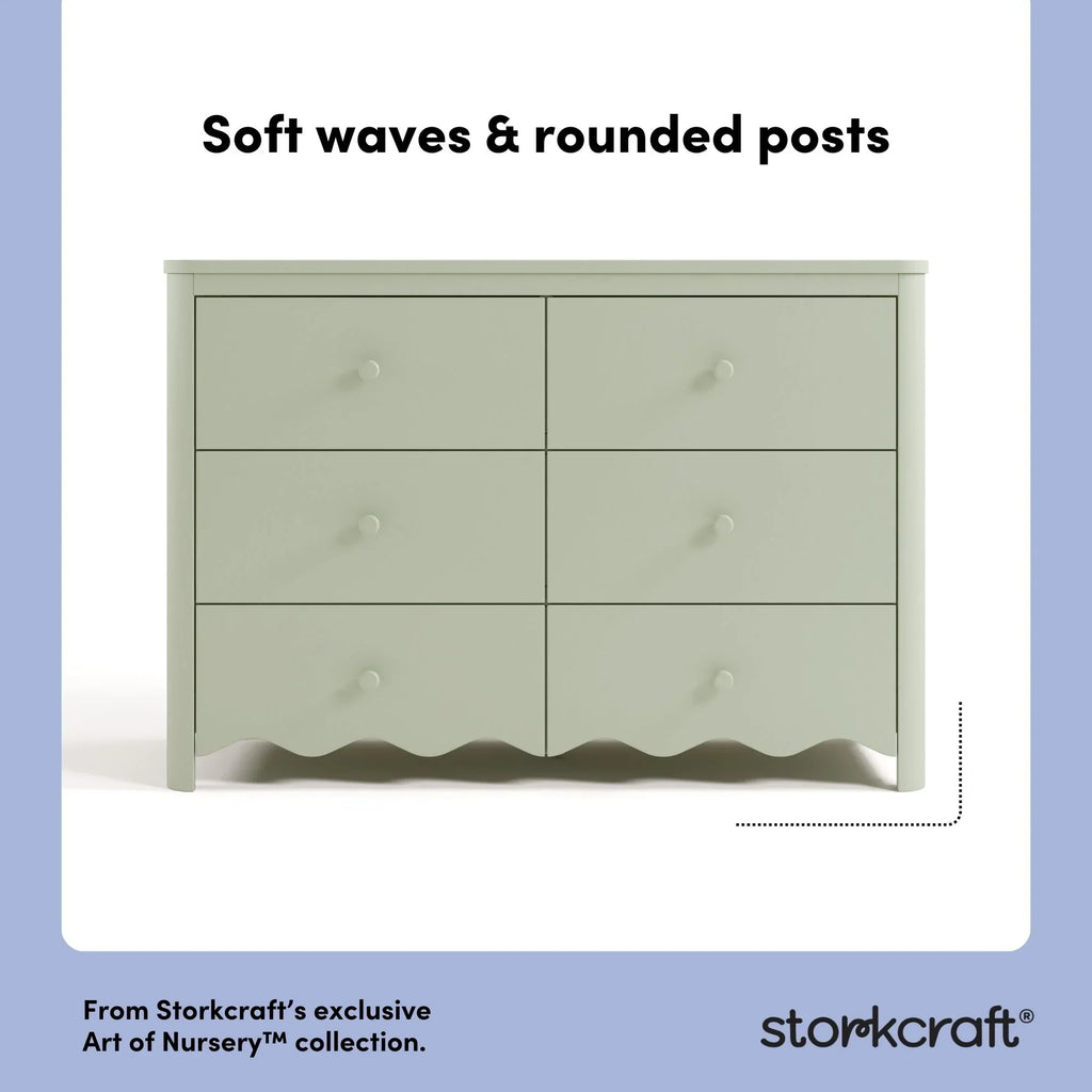 2026 NewStorkcraft Casablanca 6 Drawer Nursery Dresser, Sage
