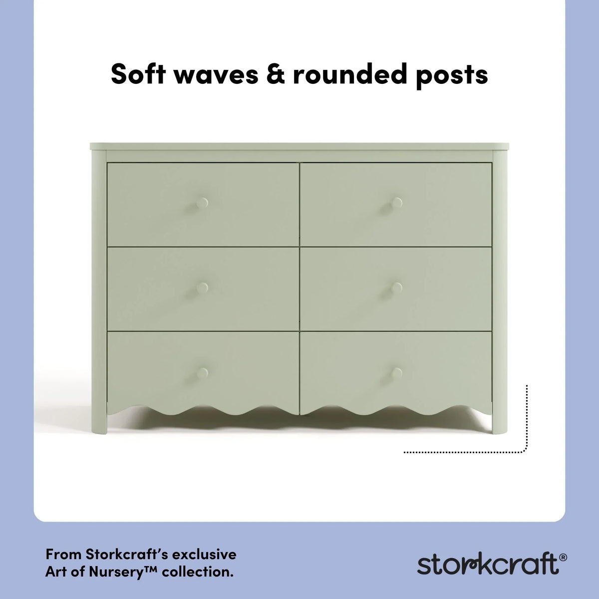2026 NewStorkcraft Casablanca 6 Drawer Nursery Dresser, Sage