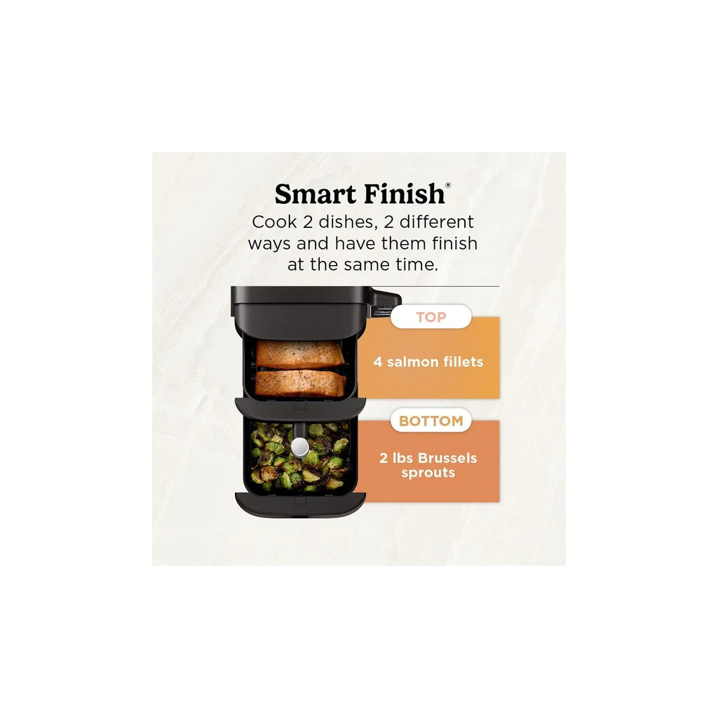 2026 NewNinja DoubleStack XL 2-Basket Air Fryer, DoubleStack Technology Cooks 4 Foods at Once, Space Saving Design, 10 QT, 4-in-1, Smart Finish & Match Cook, SL400