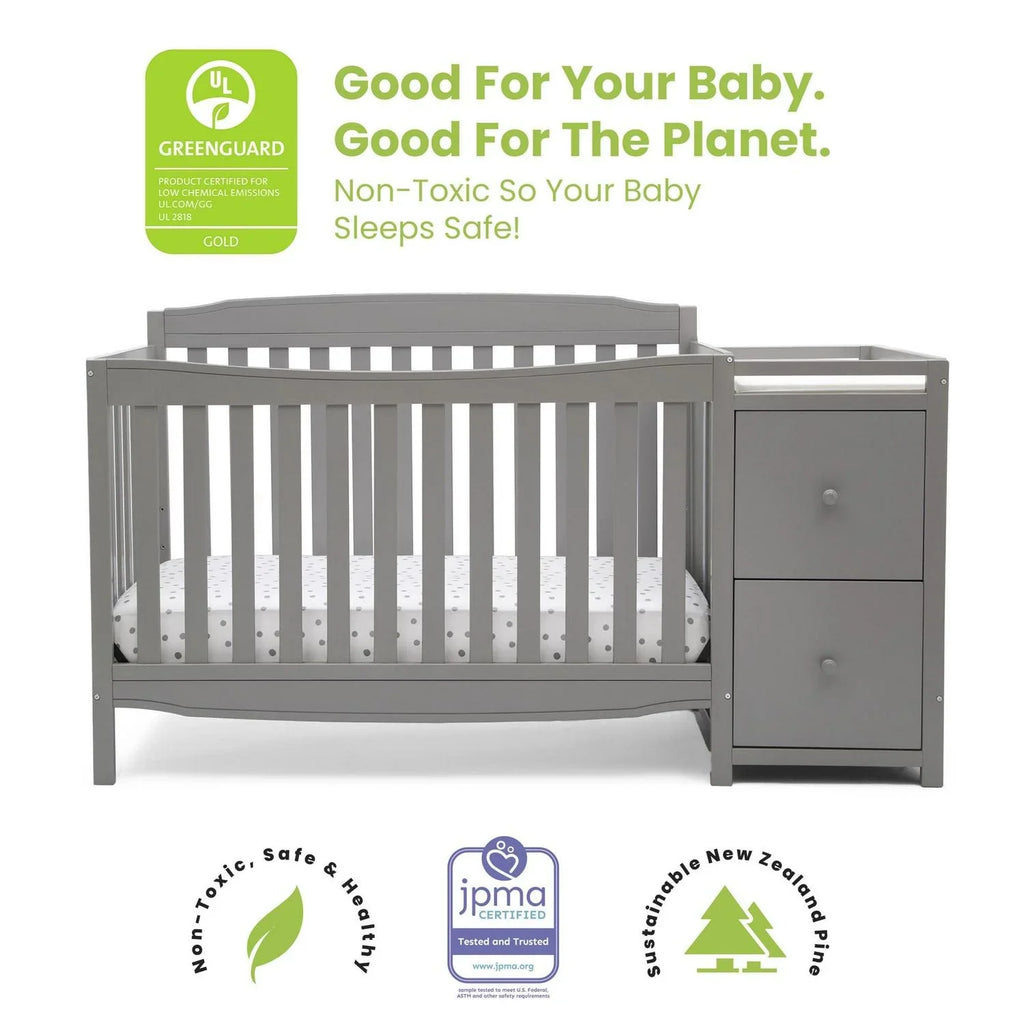 2026 NewDelta Children Mason 6-in-1 Convertible Crib and Changer. Gray