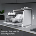 2026 NewHermitlux Portable Countertop Dishwasher, 5 Washing Programs, 5L Built-in Water Tank and Air-Dry Function, HMX-DW03