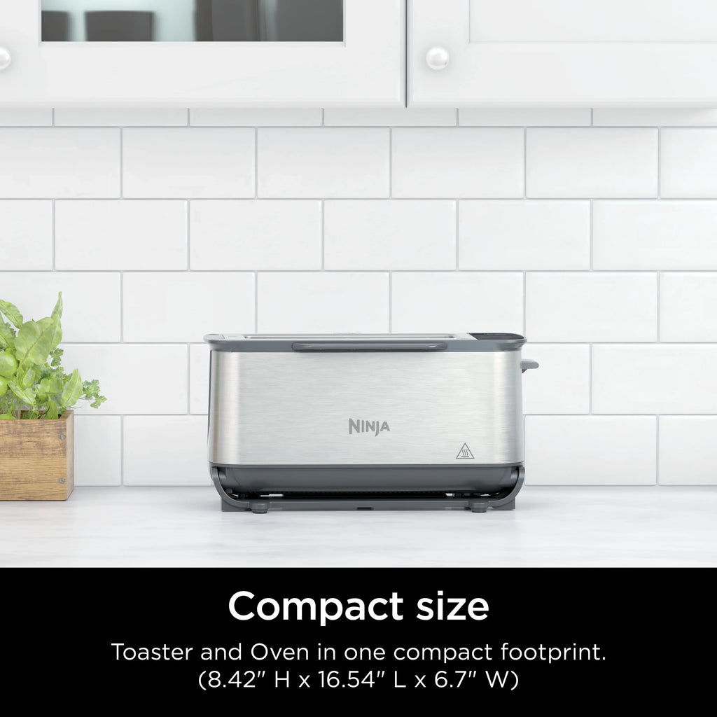 2026 NewNinja Foodi 2-in-1 Flip Toaster, 2-Slice Toaster, Compact Toaster Oven, Snack Maker, 1500 Watts, ST100