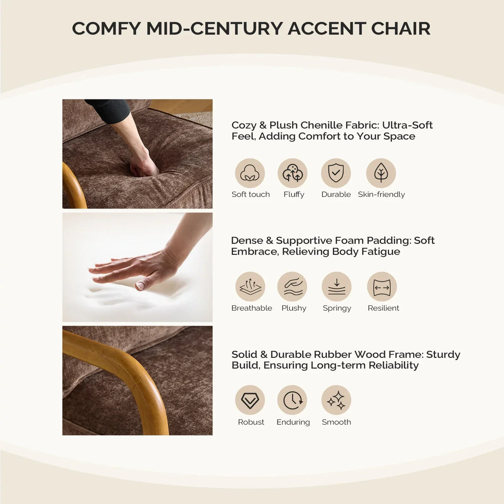 2026 NewKtaxon Accent Chair Corduroy Upholstered Armchair, Reading Club Chair with Pillow and Solid Wood Frame for Living Room Bedroom Furniture Off White