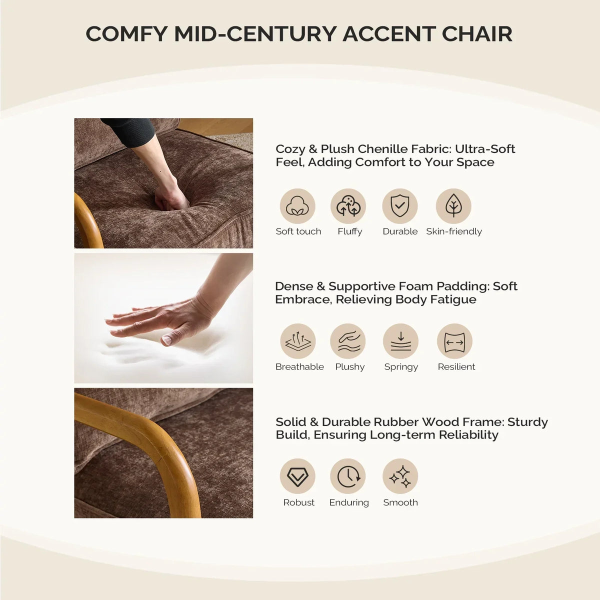 2026 NewKtaxon Accent Chair Corduroy Upholstered Armchair, Reading Club Chair with Pillow and Solid Wood Frame for Living Room Bedroom Furniture Off White