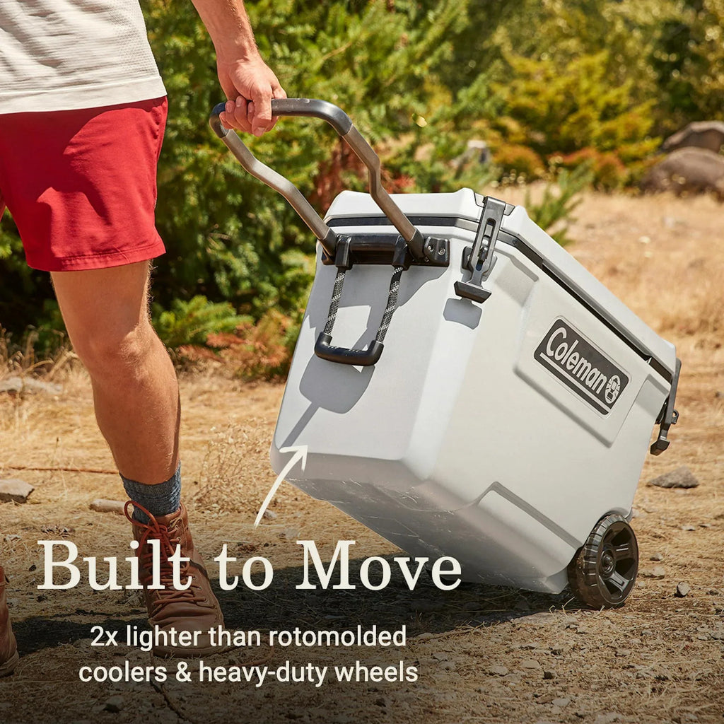 2026 NewColeman Convoy Series 65-Quart Hard Cooler with Wheels, up to 48 Cans, Brown Walnut Color