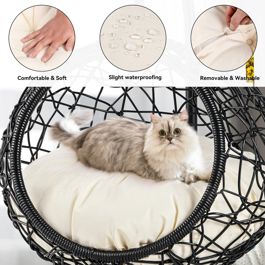 2026 NewDextrus Indoor Elevated Cat Bed with Detachable Cushion, Brown Solid