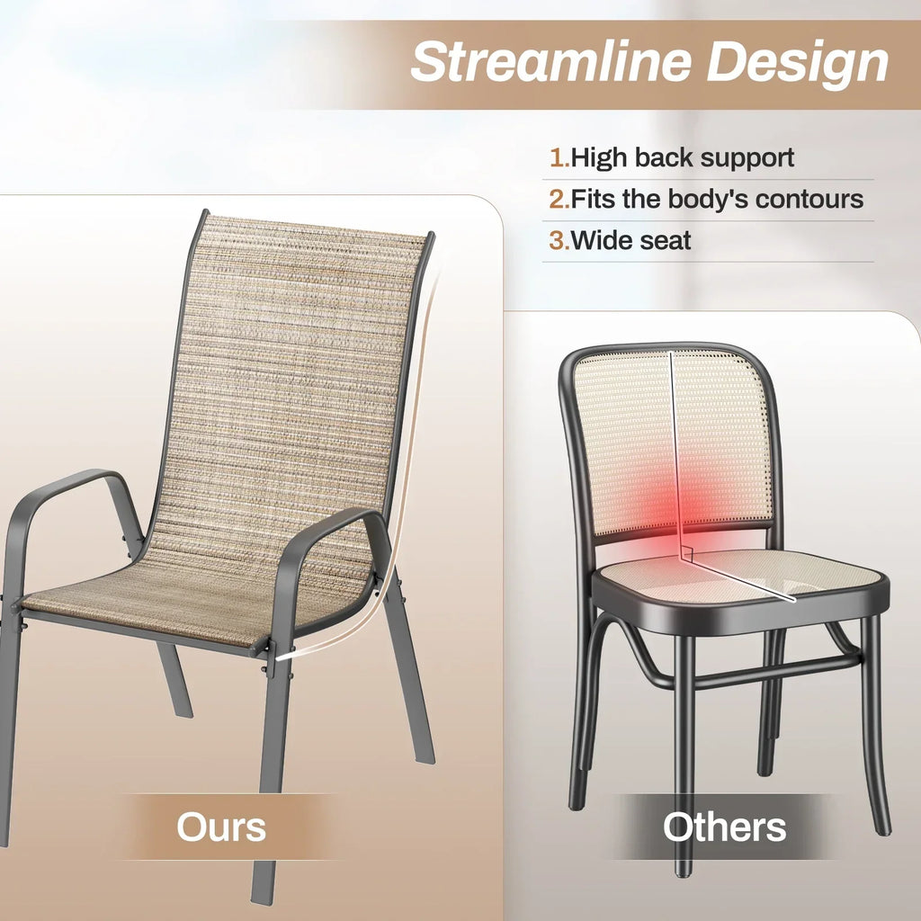 2026 NewArlopu 8Pcs Patio Dining Chairs Outdoor Stackable Armrest Chairs for Lawn Garden Backyard