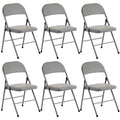 2026 New6 Pack Gray Folding Chairs with Padded Seats, Portable Stackable Foldable Chairs for Indoor & Outdoor, Commercial Seat with Metal Frame for Events Office Wedding Party, 330lbs Capacity