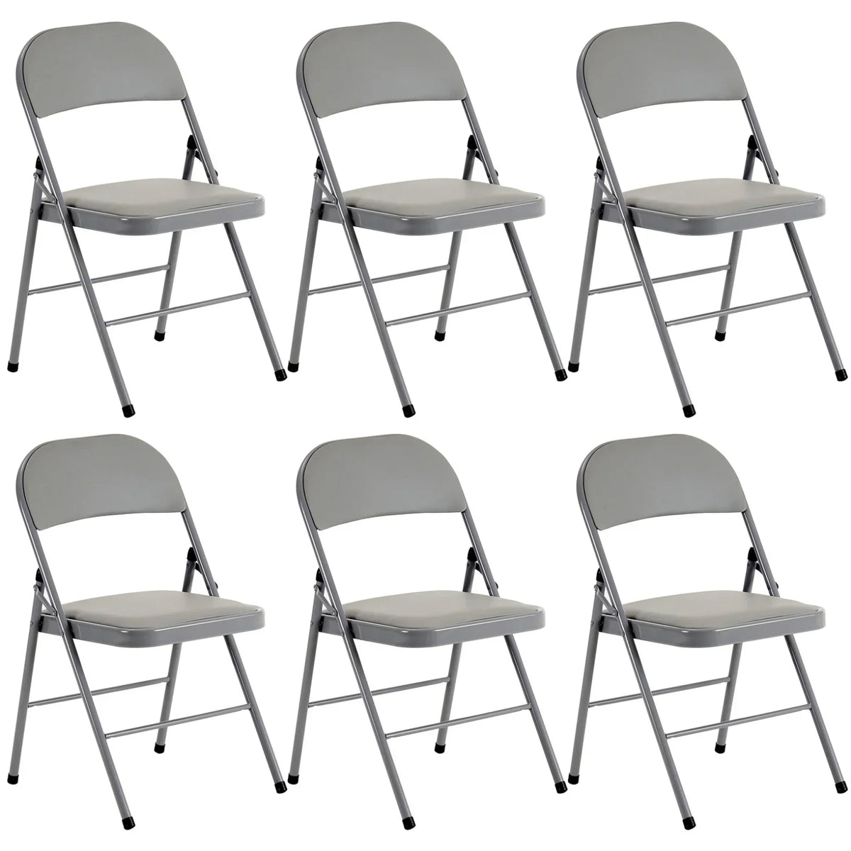 2026 New6 Pack Gray Folding Chairs with Padded Seats, Portable Stackable Foldable Chairs for Indoor & Outdoor, Commercial Seat with Metal Frame for Events Office Wedding Party, 330lbs Capacity