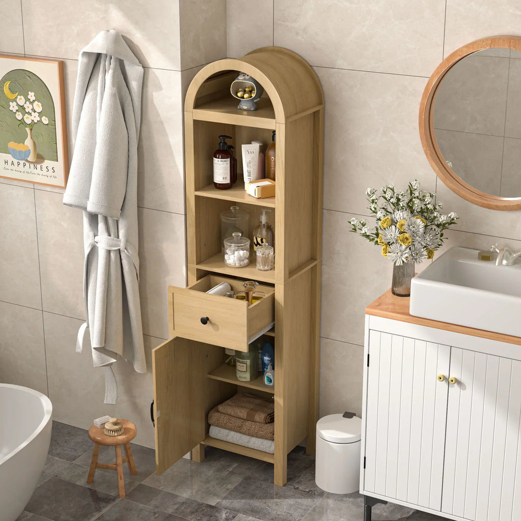 2026 NewFiogmub Tall Bathroom Storage Cabinets with Doors and Shelves, Narrow Tall Linen Cabinet with Drawer
