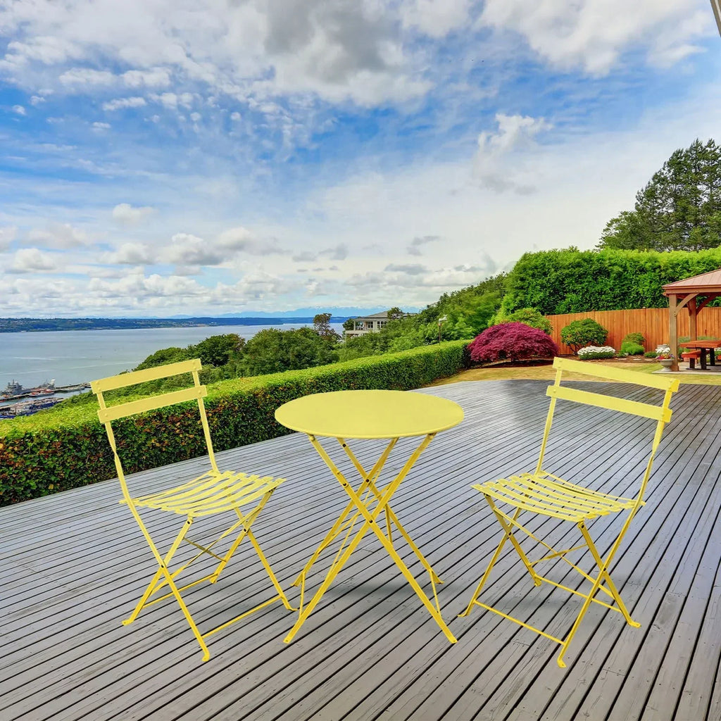 2026 NewAlin 3 Piece Relaxing Outdoor Furniture Set �?2 Handy Chairs With a Round Table - Yellow