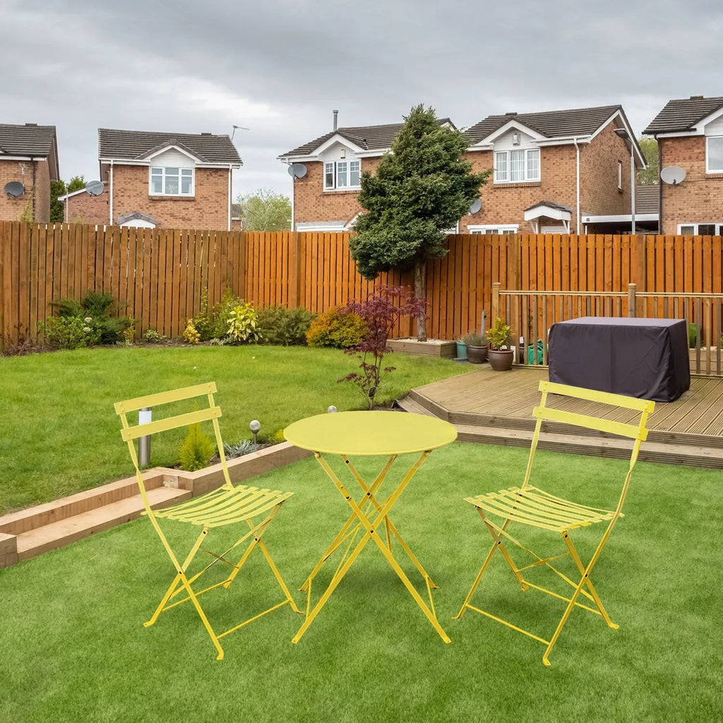 2026 NewAlin 3 Piece Relaxing Outdoor Furniture Set �?2 Handy Chairs With a Round Table - Yellow