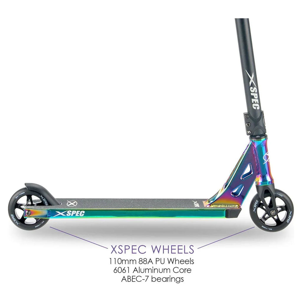 2026 NewXspec Oil Slick Neo Chrome Pro Stunt Kick Scooter. Rainbow Trick Scooter