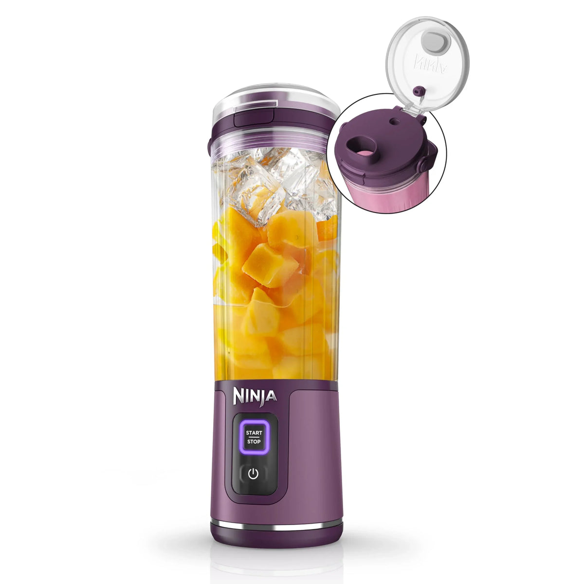 2026 NewNinja Blast Portable Blender, Cordless, 18oz. Vessel, Personal Blender for Shakes & Smoothies, BPA Free, Leakproof Lid & Sip Spout, USB-C Rechargeable, Dishwasher Safe Parts, Metallic Purple,