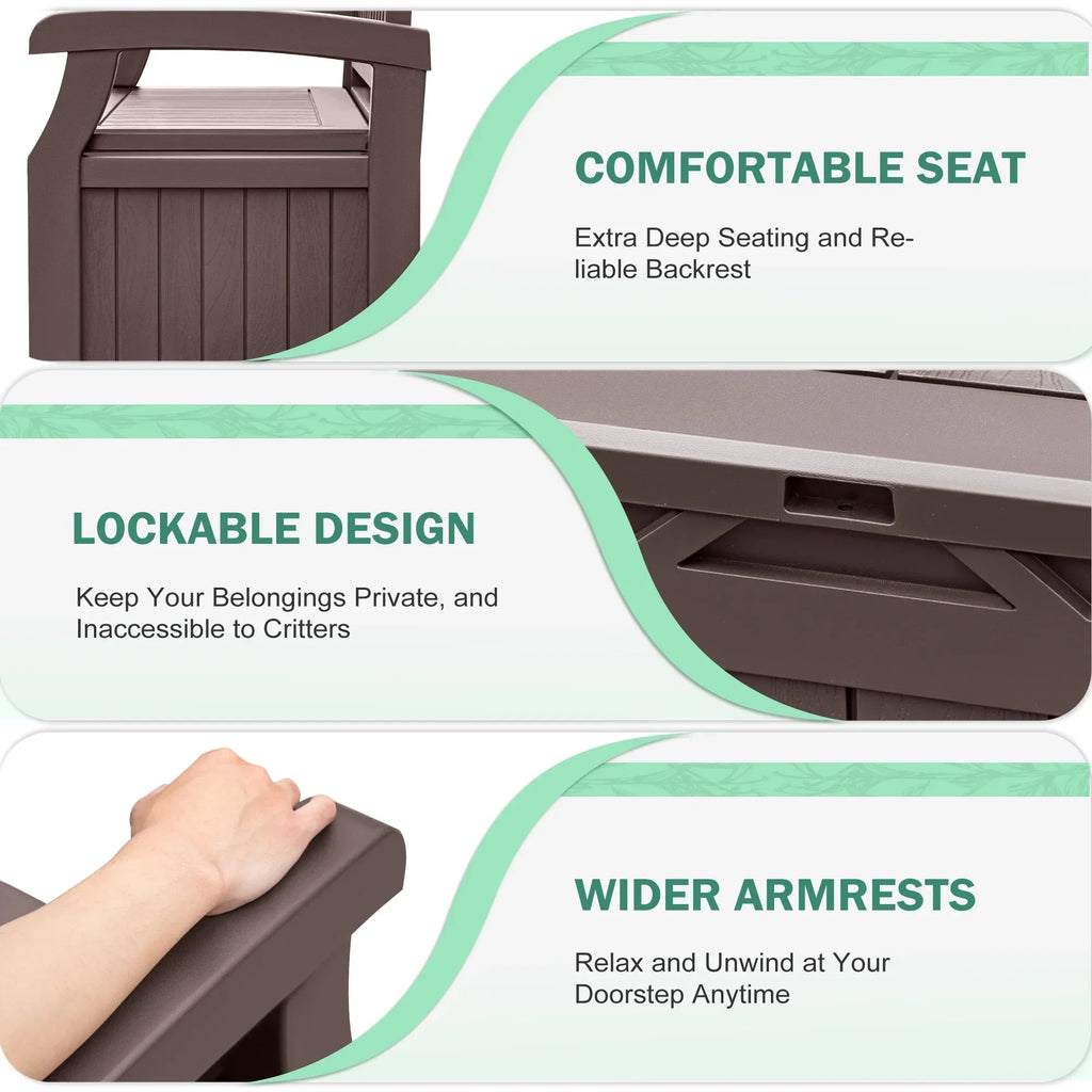 2026 NewHomall 80 Gallon Plastic Storage Bench Made Of Durable Weatherproof Resin And Deck-Box Organized Storage Compartment For Outdoor Patios And Lawns,Black