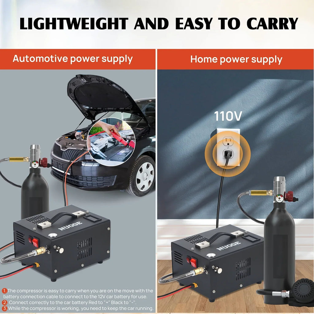 2026 NewNUOGE Pcp Air Compressor,4500Psi 12V DC or 110V AC W/Converter Paintball/Scuba Tank Compressor Pump