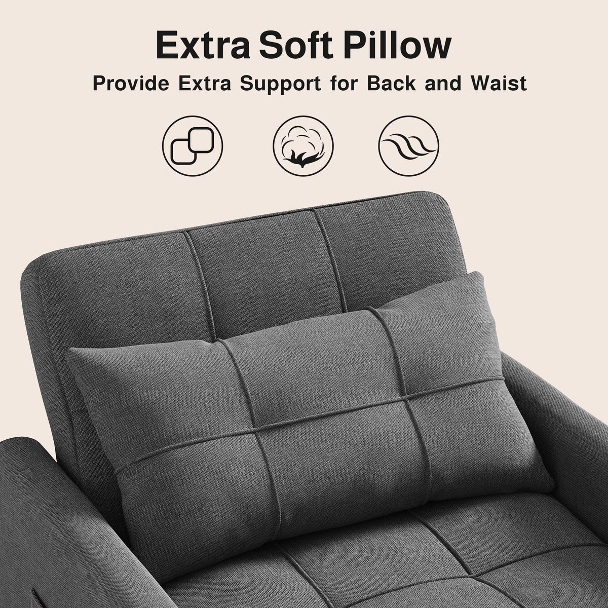 2026 NewSofa Bed, Lofka 3-in-1 Convertible Sleeper Sofa with Storage, Adjustable Backrest & Pull Out Function - Sleeper Chair for Small Space, Apartment, Dark Grey