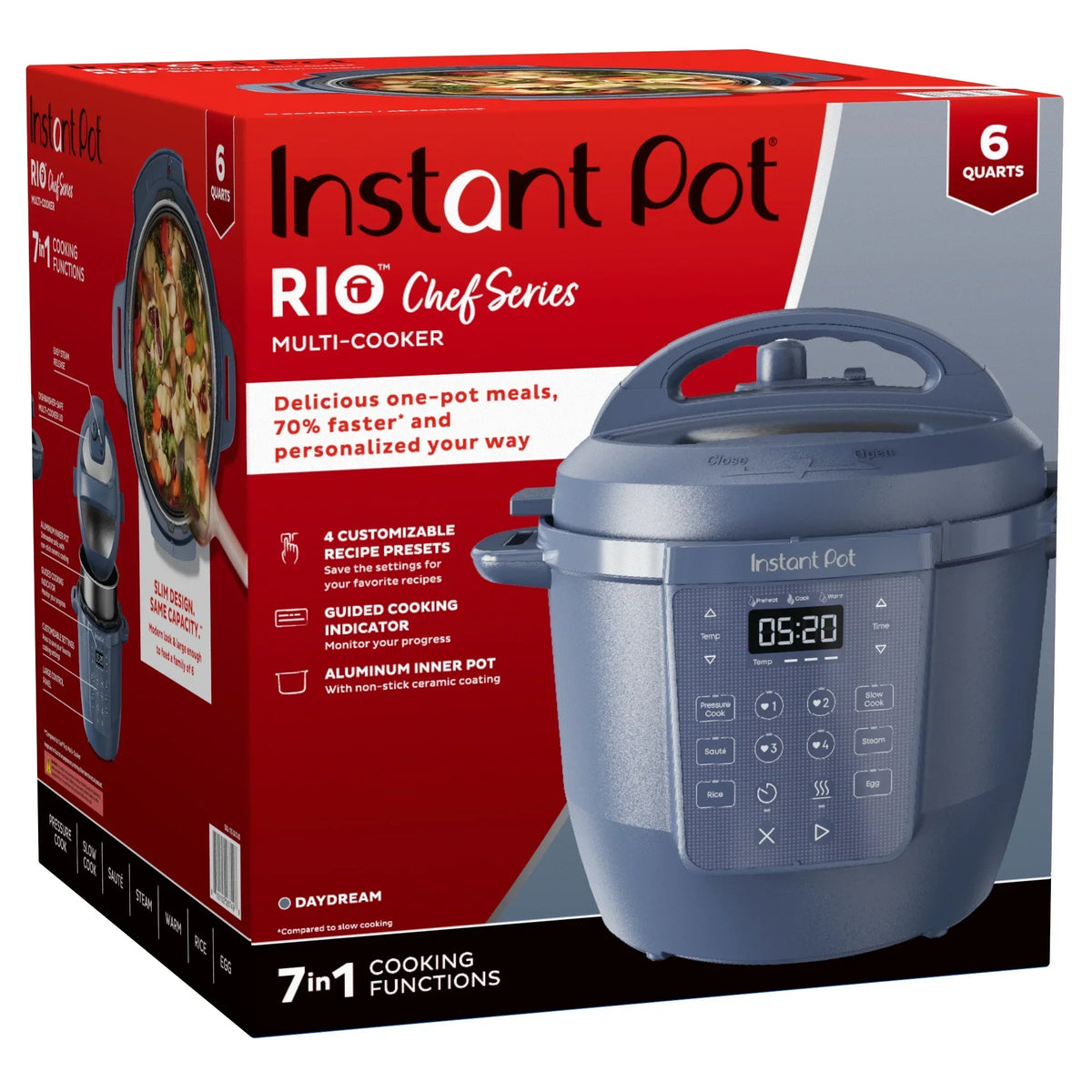 2026 NewInstant Pot 6Qt RIO Chef Series 7-in-1 Multi-Cooker, Pressure Cooker, Slow Cook, & More, Black