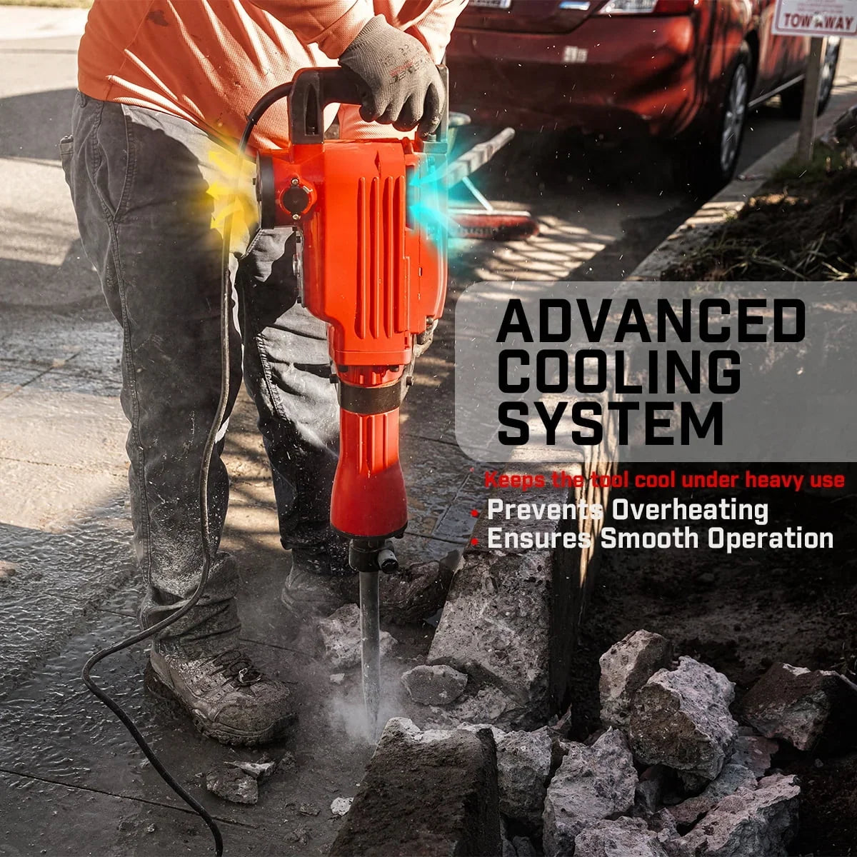 2026 NewXtremepowerUS Demolition Jack Hammer Heavy Duty, 2200W Electric Jackhammer With Scraping Chisel, 1800BPM Power Drill Concrete Breaker Bar Point & Chisel Bits Chisel Set, Red