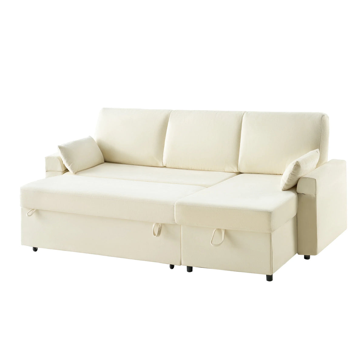 2026 NewVANACC Sofa Bed, Adult Sleeper Sofa with Storage Chaise, Pull Out Couch for Bed Room, Gray Chenille