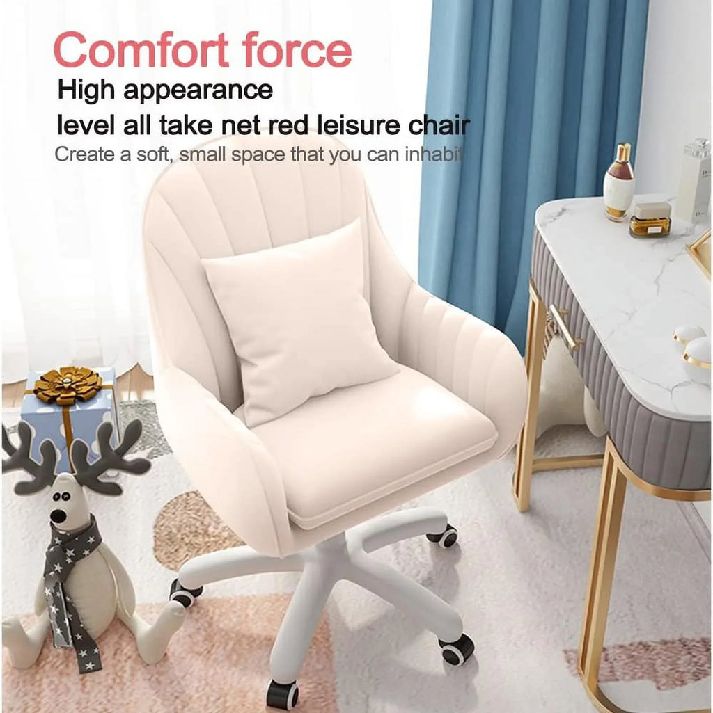 2026 NewHome Office Chair Computer Chair with Mid-Back Upholstered Modern Tufted Computer Task Chair Swivel Height Adjustable Velvet Accent Chair."White"