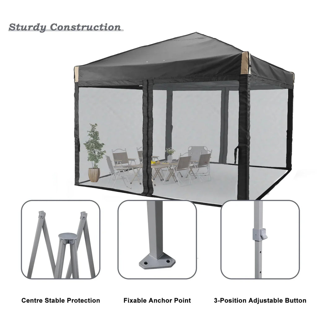 2026 NewAoodor 12'x12' Pop Up Canopy with Removable Mesh Sidewalls, Outdoor Portable Instant Shelter Tent-Black