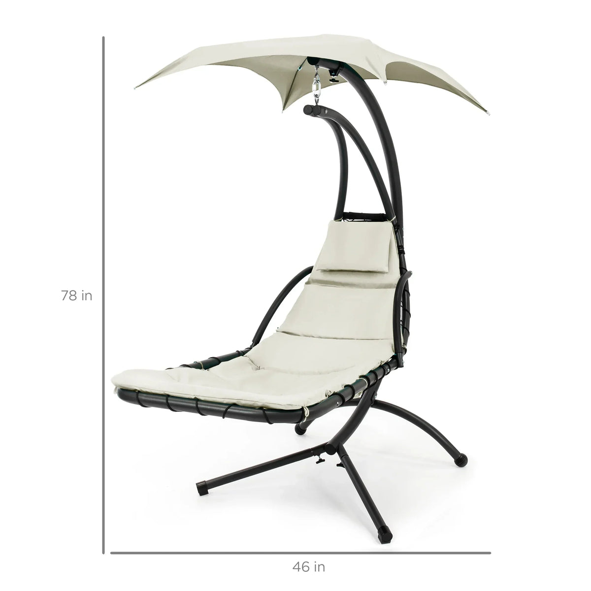 2026 NewBest Choice Products Hanging Curved Chaise Lounge Chair Swing for Backyard, Patio w/ Pillow, Shade, Stand - Teal