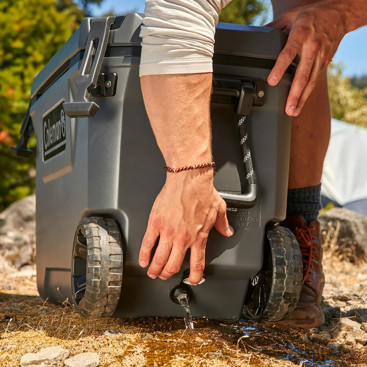 2026 NewColeman Convoy Series 65-Quart Hard Cooler with Wheels, up to 48 Cans, Brown Walnut Color