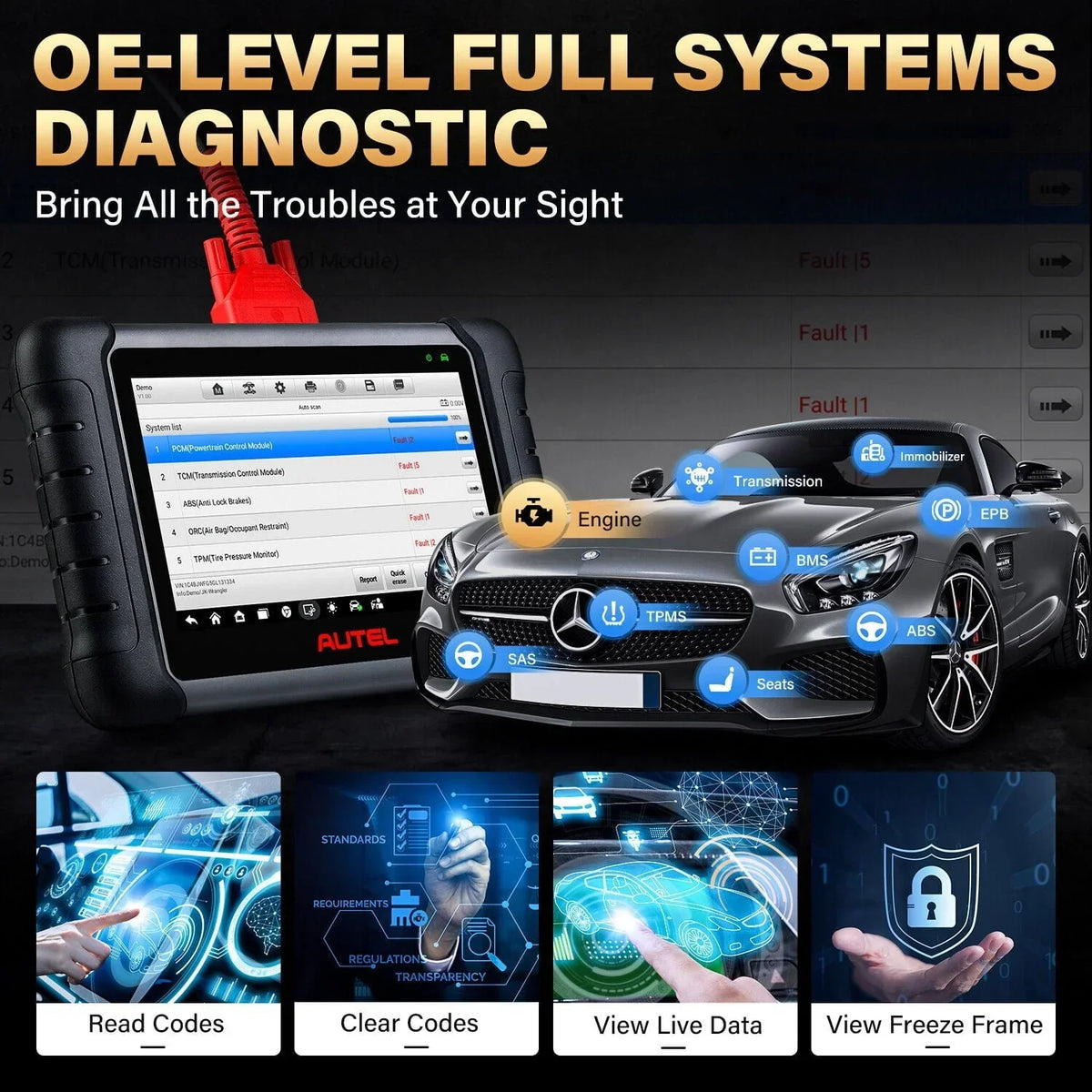 2026 NewAutel Scanner MaxiCOM MK808S Car Diagnostic Scan Tool Bi-directional All Systems Diagnosis 28+ Services Active Test