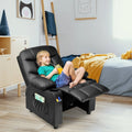 2026 NewInfans Kids Youth Recliner Chair PU Leather w/Cup Holders & Side Pockets Black