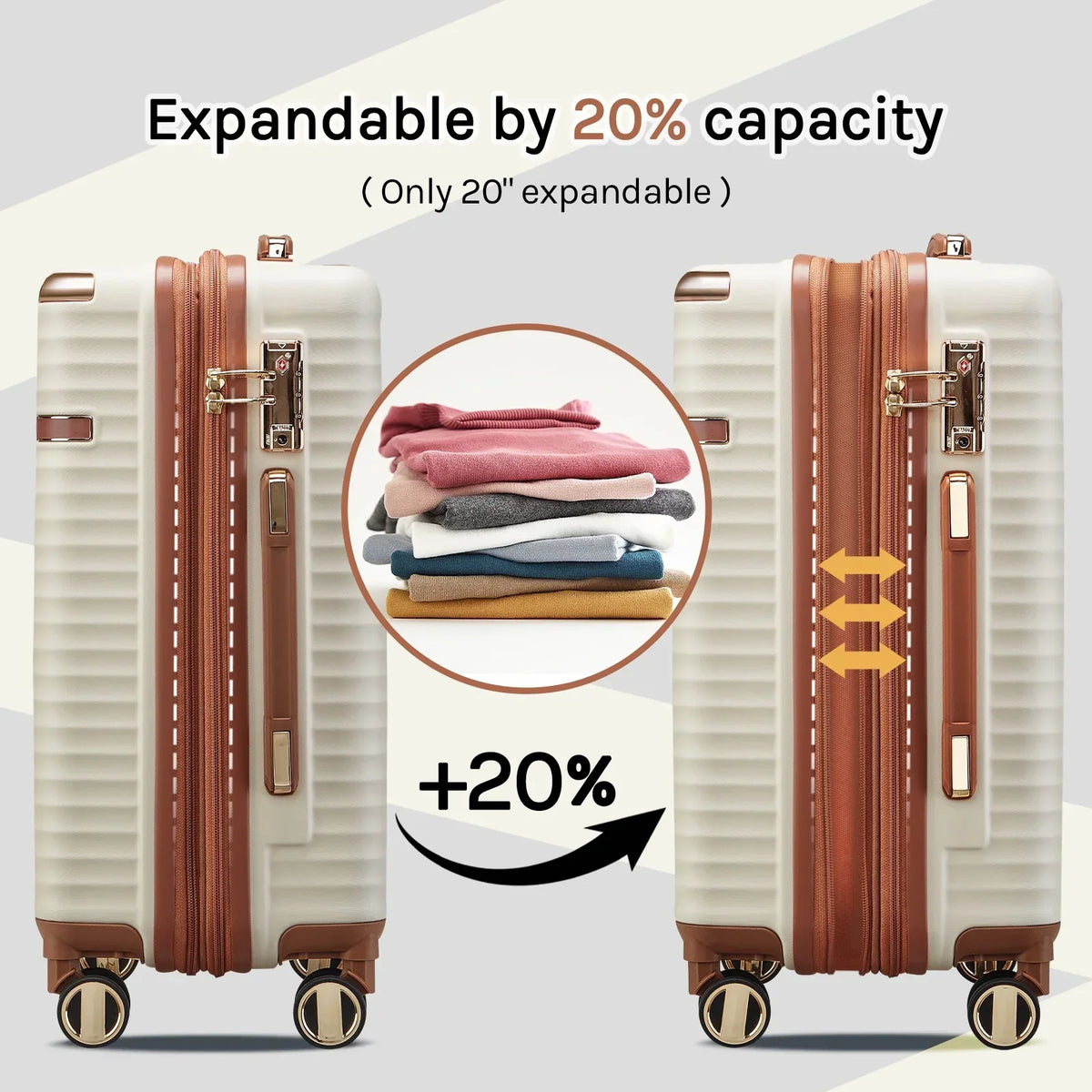 2026 NewJoyway 3-Piece Carry-On Luggage Set with Swivel TSA Lock and Leather Carry Bag