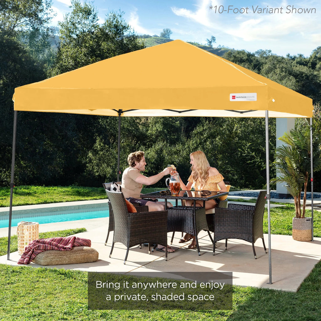 2026 NewBest Choice Products 12x12ft Easy Setup Pop Up Canopy w/ 1-Button Setup, Wheeled Case, 4 Weight Bags - Navy Blue