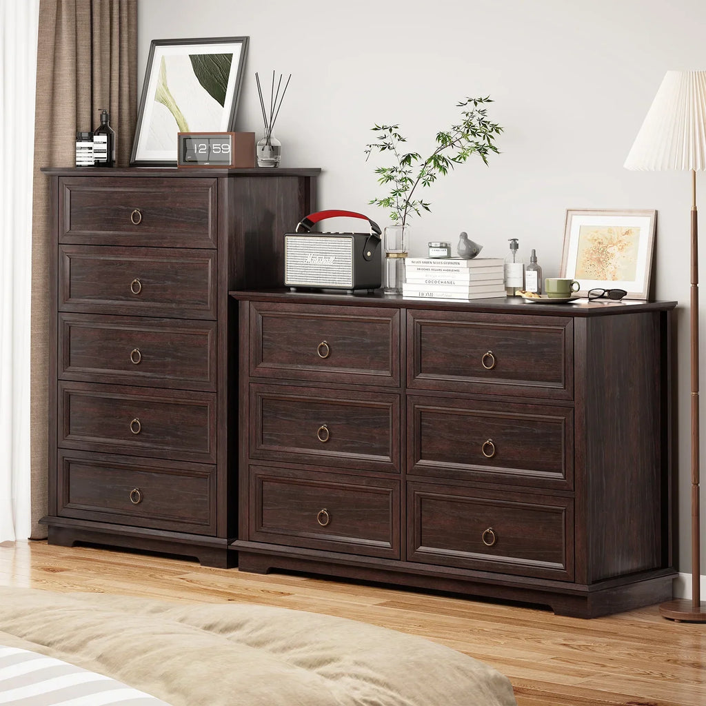 2026 NewFAGAGA 6 Drawers Dresser for Living Room,Storage Cabinet Wooden Dressers Organizer for Bedroom,White