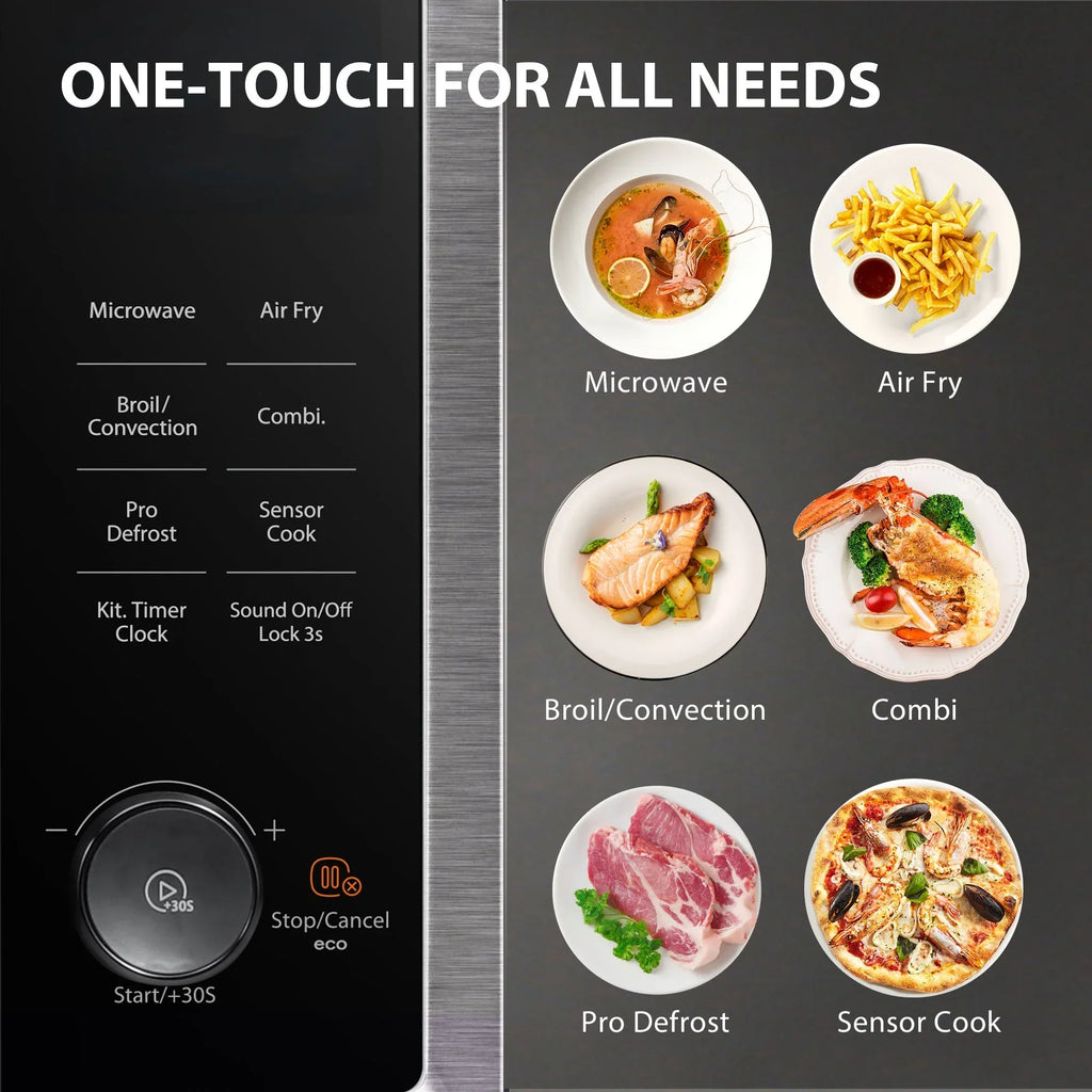 2026 NewTOSHIBA 7-in-1 Countertop Microwave Oven Air Fryer Combo, Inverter, Convection, Broil, Speedy Combi, Even Defrost, Humidity Sensor, Mute Function, 27 Auto Menu&47 Recipes, 1.0 cu.ft/30QT, 1000W