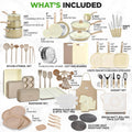 2026 NewNutriChef 75-Piece Non-Stick Pots and Pans Set, Complete Ceramic Cookware Set with Bakeware, Utensils, Knife Set, & Accessories, Stain-Resistant, Food-Grade Safe, Cream/Brown