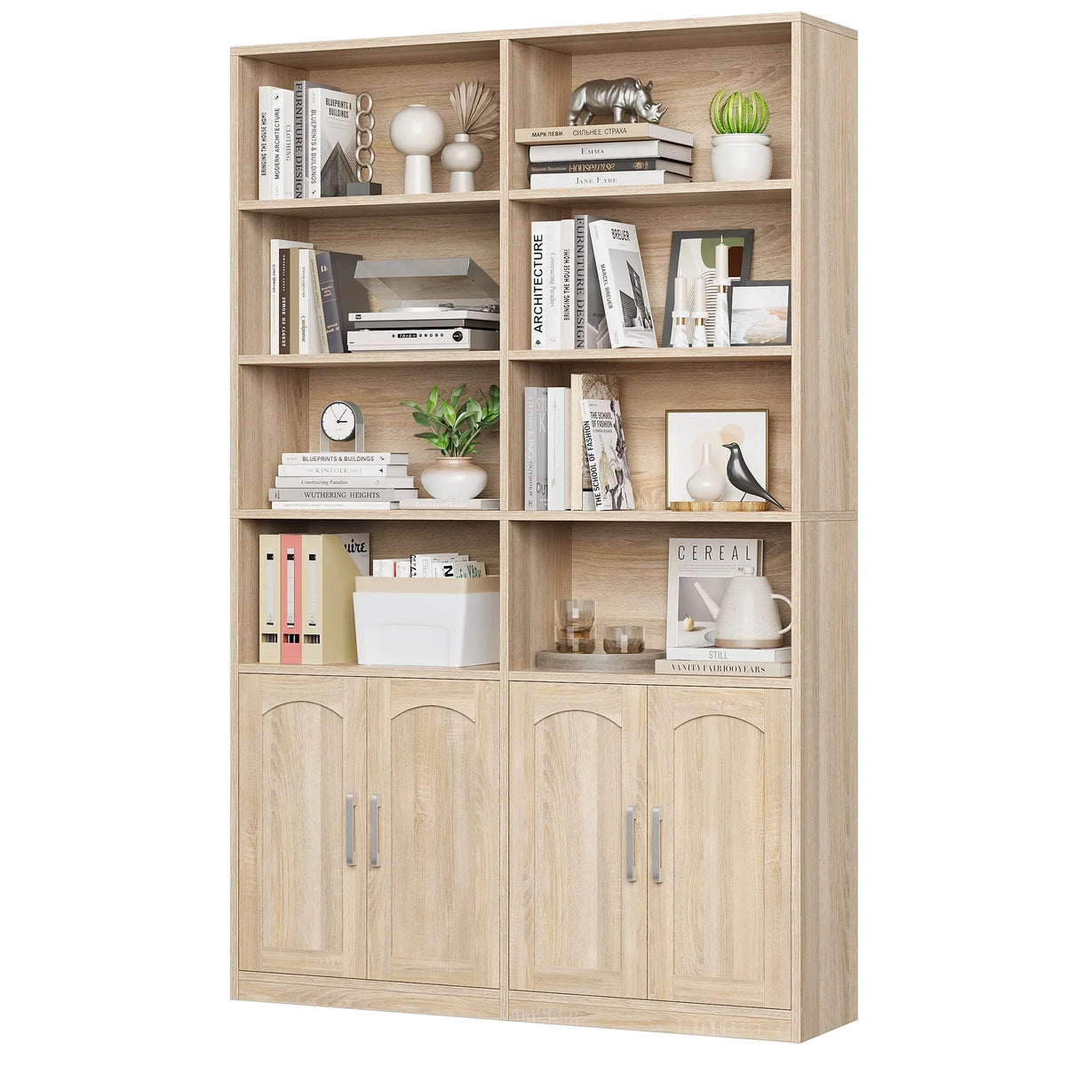 2026 NewHomfa 73" Tall Bookcases with Doors, 8 Cubes 6-Tier Double Row Bookshelf, White Bookcase for Living Room Home Office