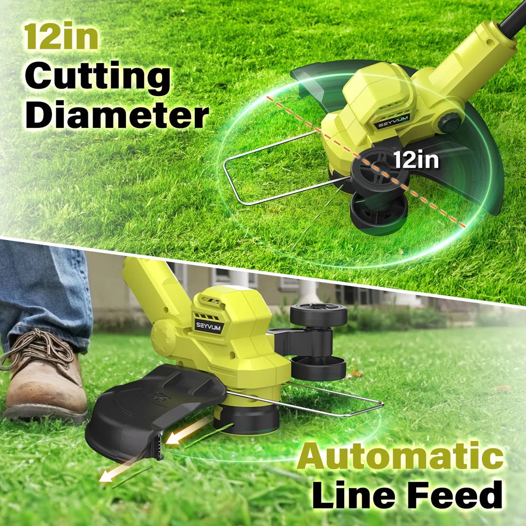 2026 New20V Cordless Lawn Care Combo Kit - 12" String Trimmer & Weed Trimmer with 6 Spool Lines, Electric Leaf Blower for Edging & Cleanup, 4.0Ah Battery & Charger