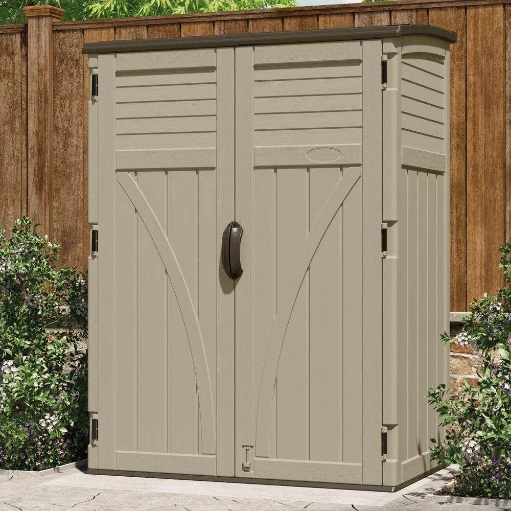 2026 NewSuncast Large Vertical Shed for Storing Oudoor Tools, & Equipment, Sand