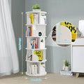 2026 NewBimiti 5 Tier Rotating Bookshelf, 360?" Revolving Bookcase 20 Shelves Floor-Standing Storage Display Rack - White 63"x18"x18", Adult