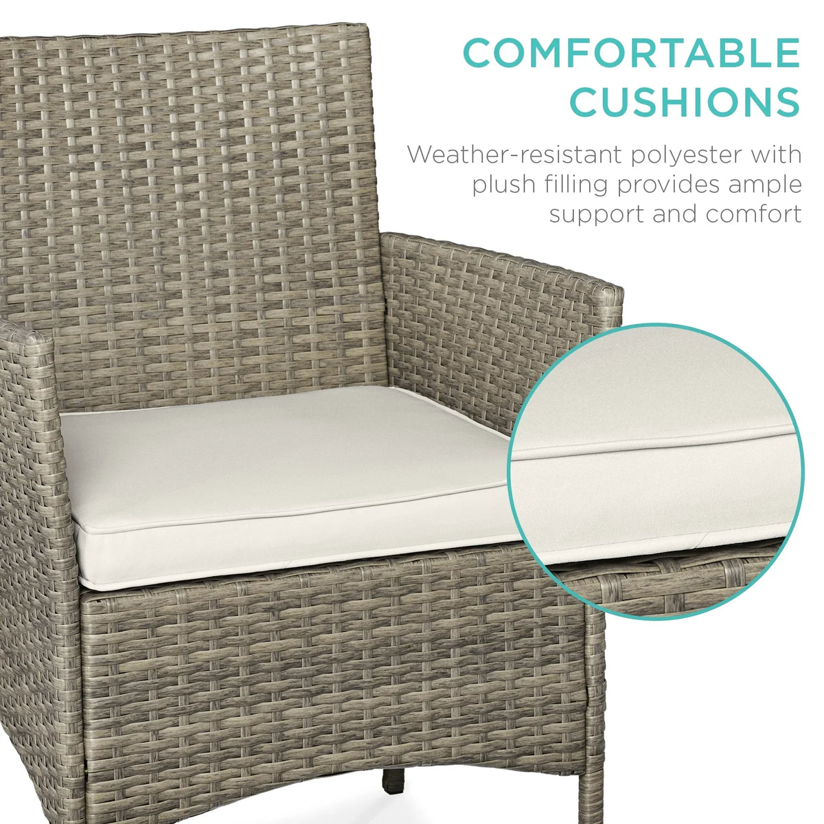 2026 NewBest Choice Products 3-Piece Outdoor Wicker Conversation Patio Bistro Set, w/ 2 Chairs, Table - Gray/Navy