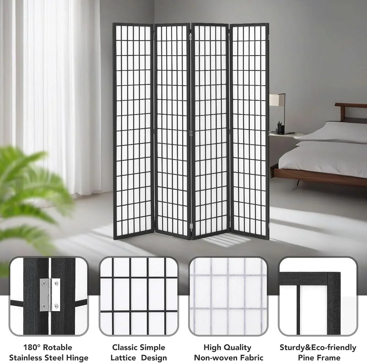2026 NewJOSTYLE Room Divider Wall Shoji Screen, 6 Panel Folding Privacy Screen for Room Separation, Japanese Wood Room Divider Screen, 5.9 Ft, Natural