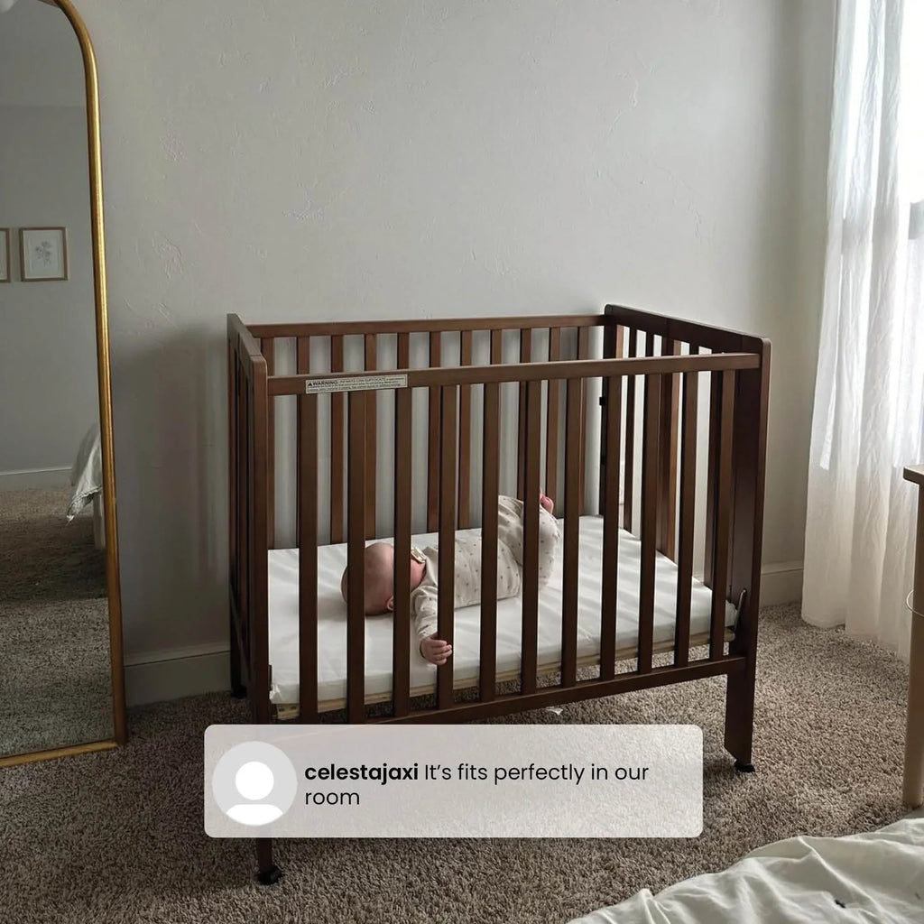 2026 NewDelta Children Lee Portable Folding Mini Crib with 1.5-Inch Mattress - Greenguard Gold Certified, Bianca White