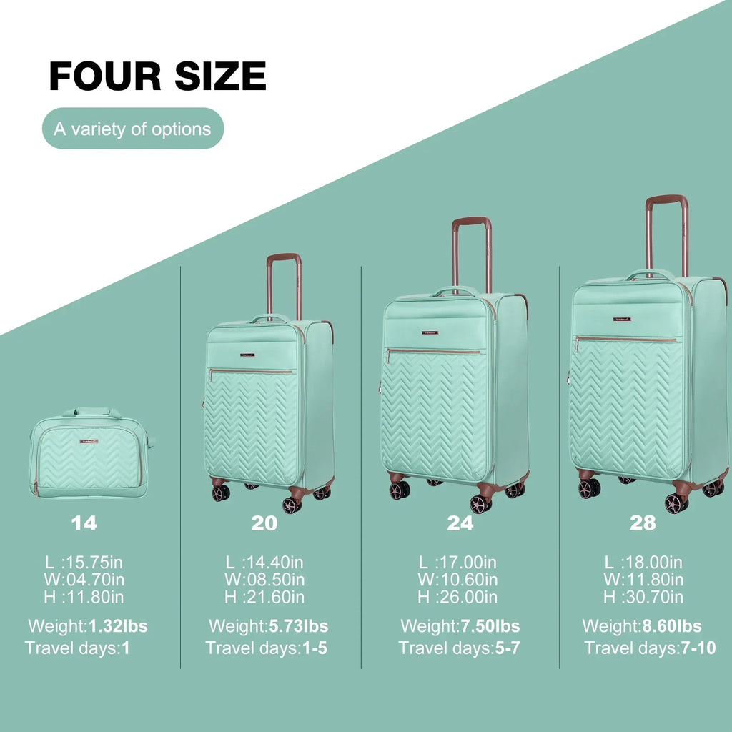 2026 NewTravelhouse 4 Piece Luggage Set Softside Expandable Lightweight Suitcase with Double Spinner Wheels.(Black)