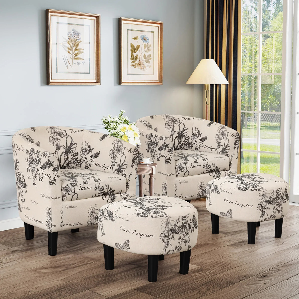 2026 NewBonzy Home Velvet Accent Chair with Ottoman for Living Room,Beige