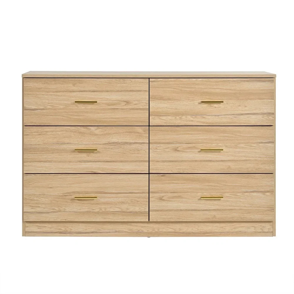 2026 NewKadyn Modern 6 Drawer Dresser Wood Cabinet,Dresser for Bedroom, Kitchen Storage Cabinet with Drawers, Chest of Drawers(Black)