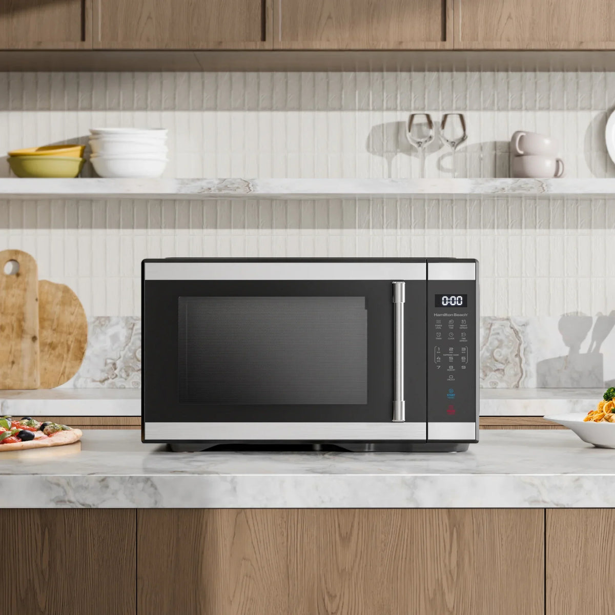 2026 NewHamilton Beach 1.1 cu ft Countertop Microwave Oven, Black and Stainless Steel
