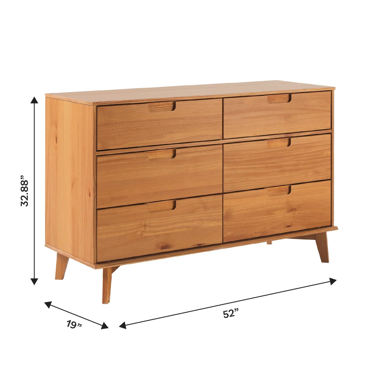 2026 NewWalker Edison Sonoma 6-Drawer Solid Wood Caramel Dresser