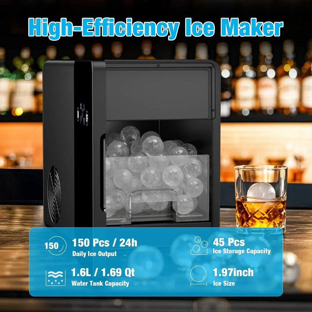 2026 NewTABU 40Lbs/24H Countertop Ice Maker Machine,3 in 1 Ice Maker with Water Dispenser,Crushed Ice,Black